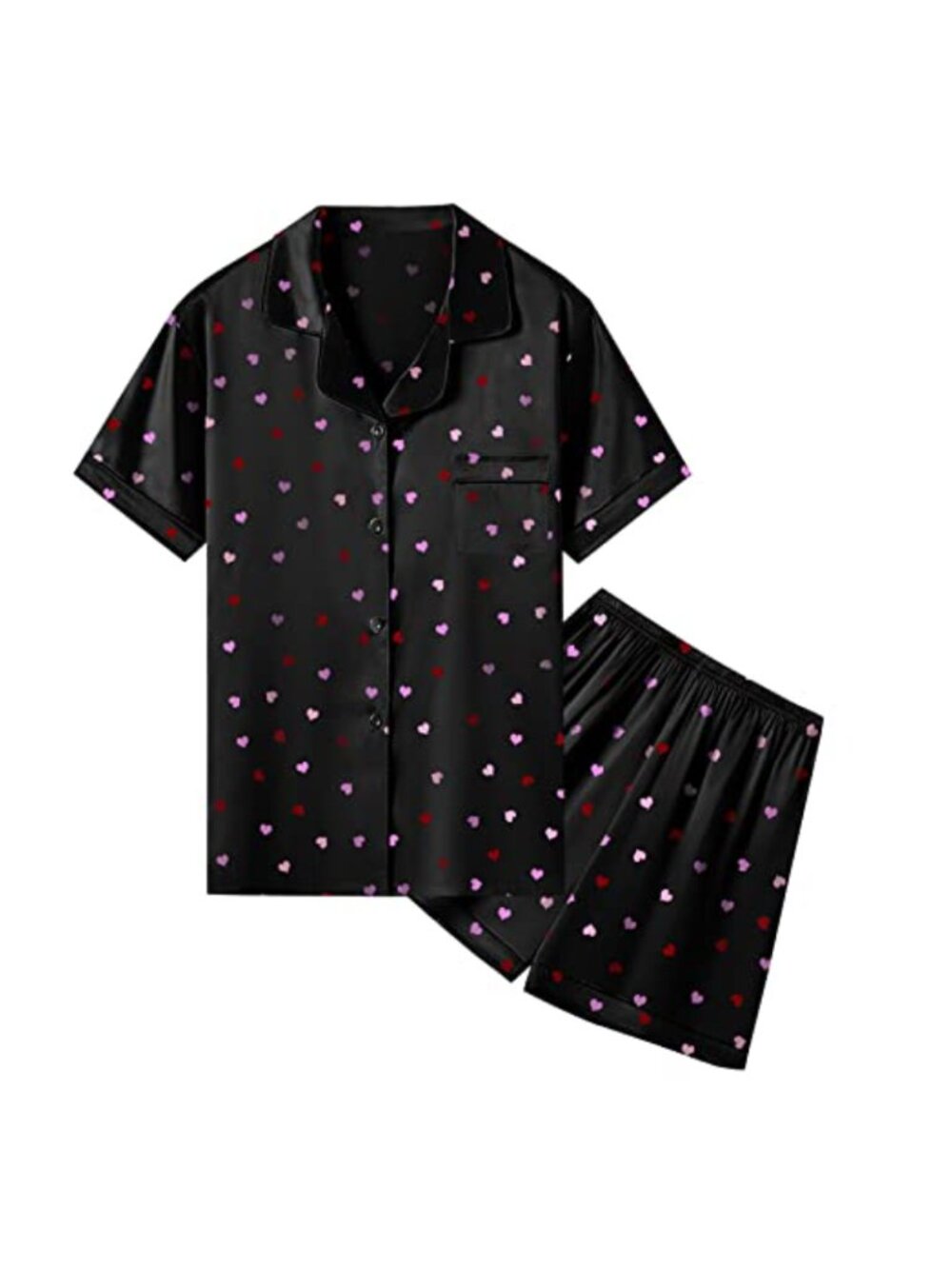 Satin Pajama Set Short Sleeve Button Down Sleepwear for Kids